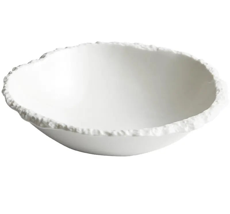 Bol à Soupe en Céramique Blanche avec Texture Roche - Vaisselle Créative pour Cuisine et Restaurant
