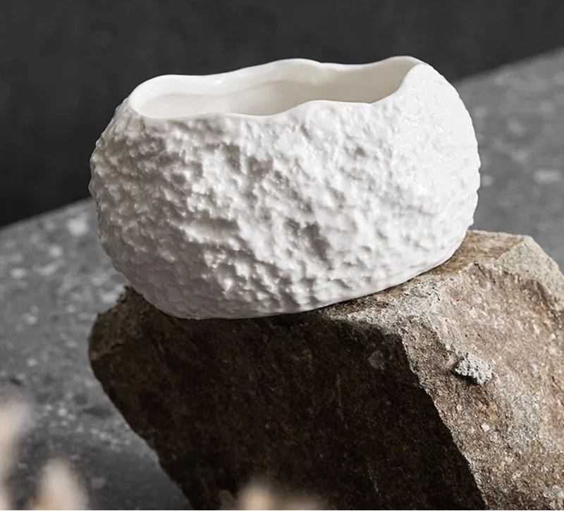 Bol en Céramique Texture Roche – Bol à Dessert, Soupe & Cuisine Moléculaire