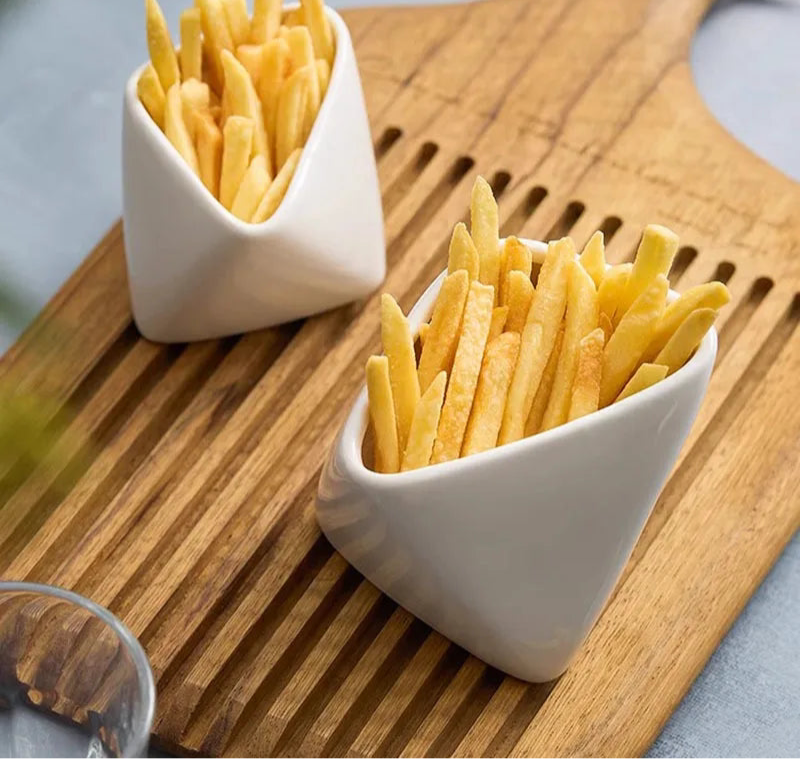 Bol en Céramique Uni et Irrégulier – Bol à Frites, Dessert, Snack & Cuisine Créative