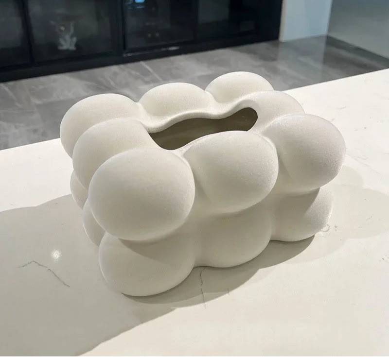 Boîte à Mouchoirs en Céramique Nuage – Décoration de Bureau et Table de Chevet Élégante