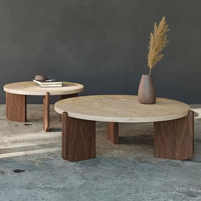 Table d’Appoint Wabi-Sabi en Pierre – Design Nordique Luxe pour Salon & Terrasse