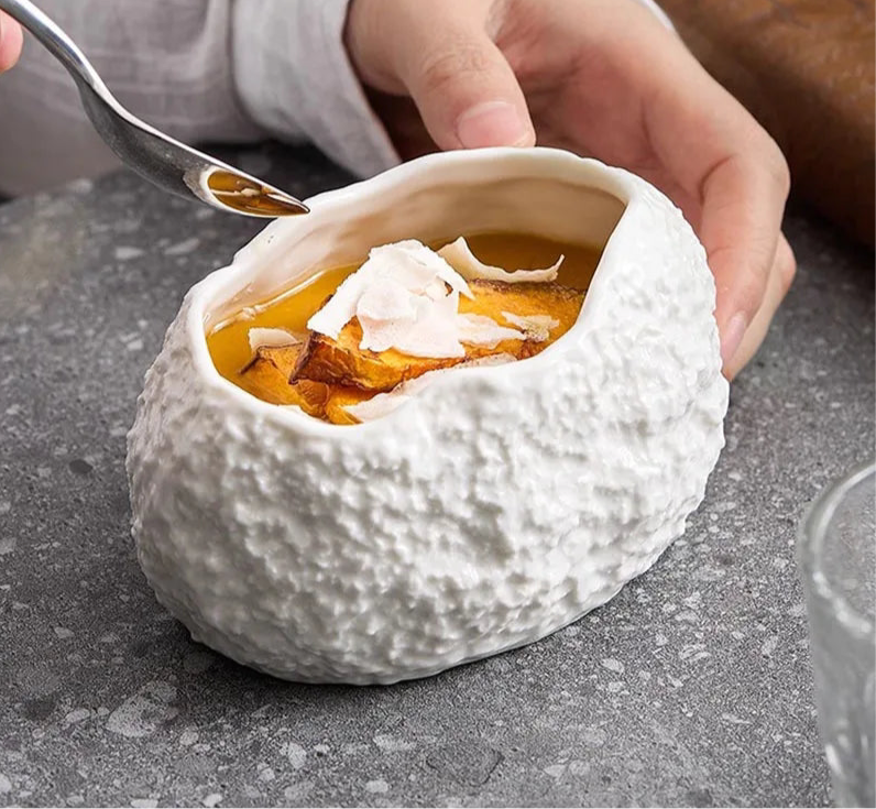 Bol en Céramique Texture Roche – Bol à Dessert, Soupe & Cuisine Moléculaire