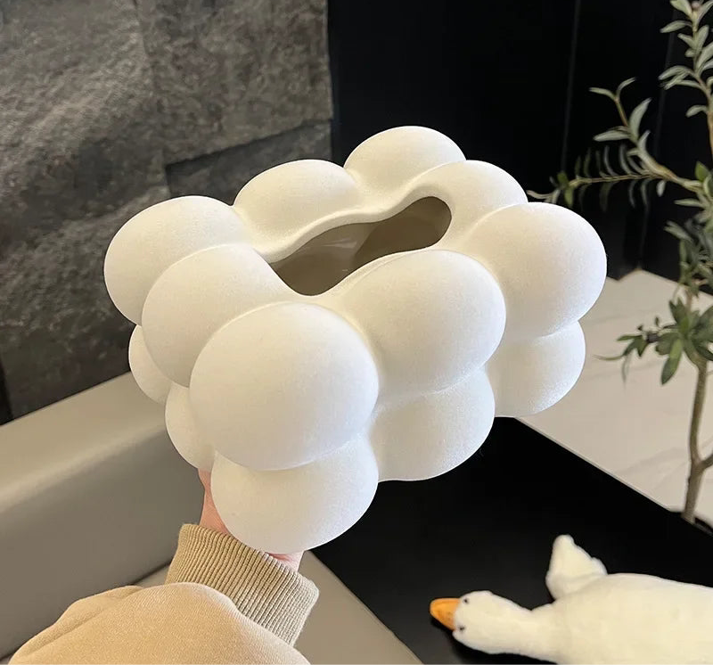 Boîte à Mouchoirs en Céramique Nuage – Décoration de Bureau et Table de Chevet Élégante