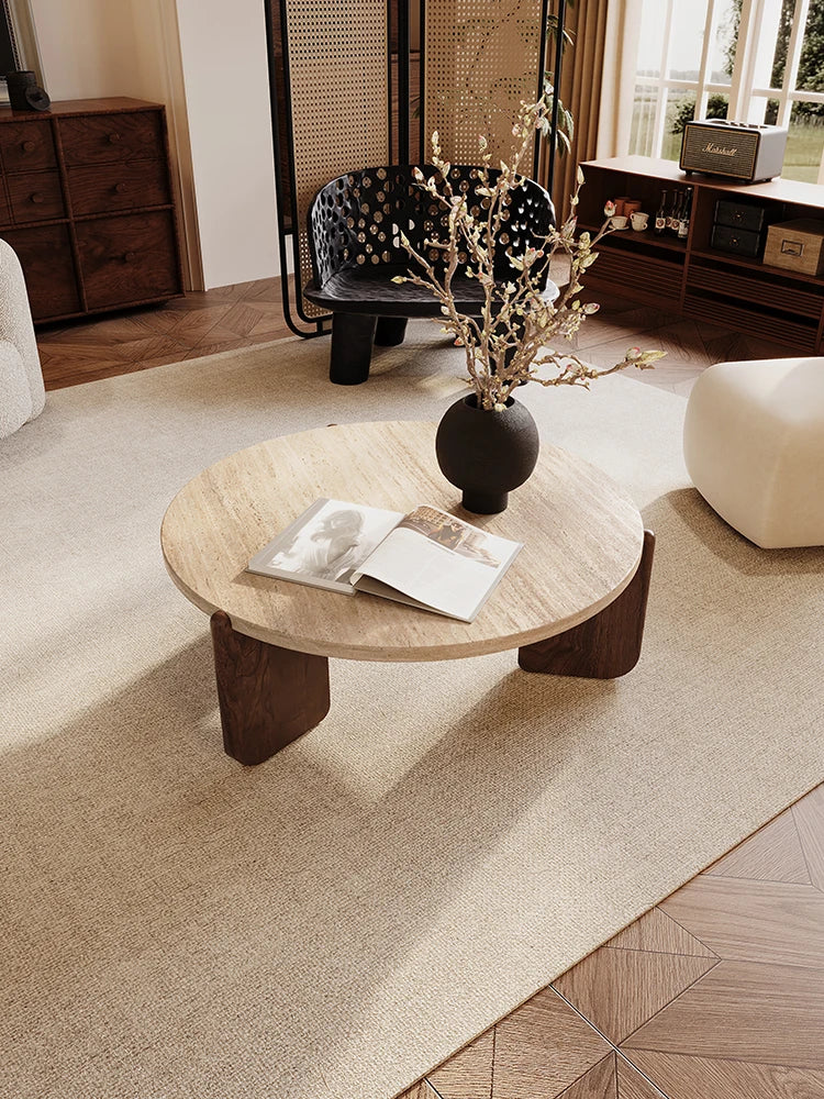 Table d’Appoint Wabi-Sabi en Pierre – Design Nordique Luxe pour Salon & Terrasse