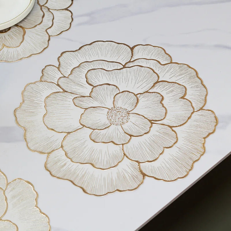 Sets de table floraux en PVC – Résistants à la chaleur, décoratifs pour dîners, fêtes, mariages et Noël