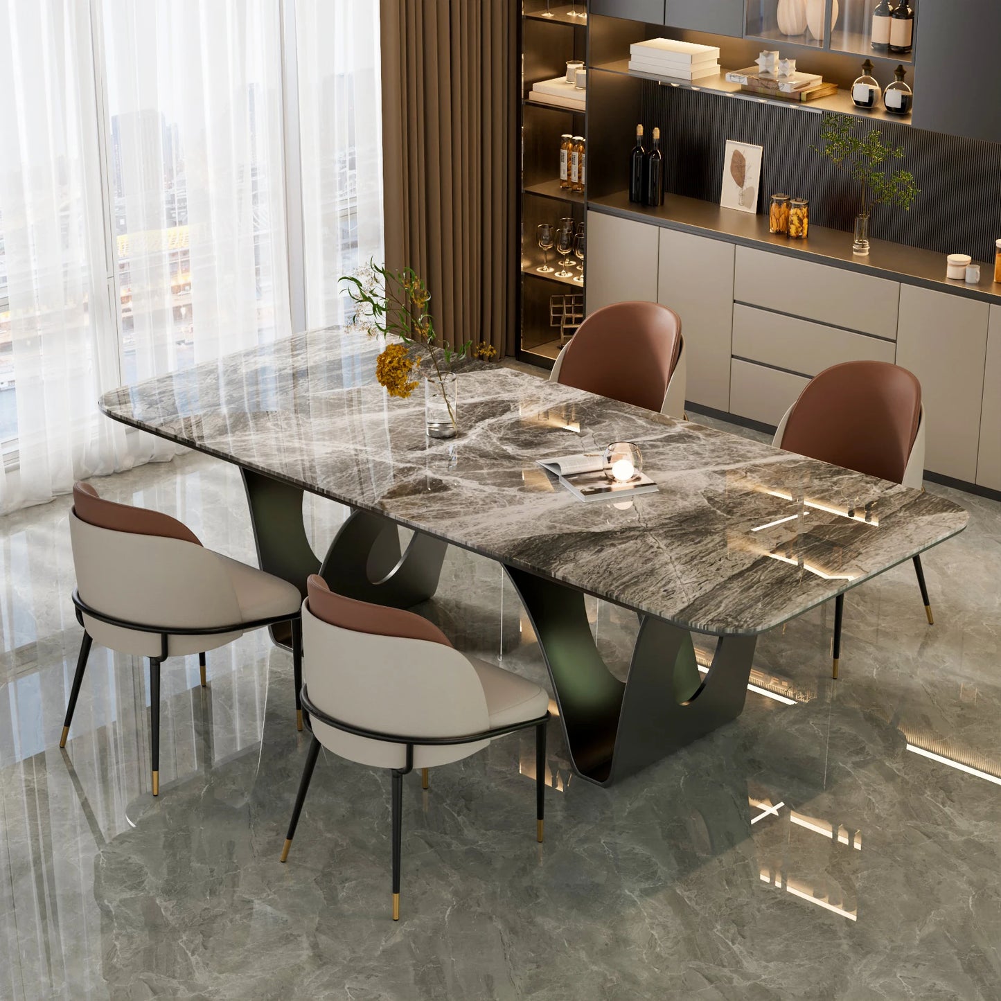 Lot de 2 chaises de salle à manger – Chaises modernes rembourrées en simili cuir avec dossier en bois – Idéales pour cuisine, salle à manger ou coiffeuse
