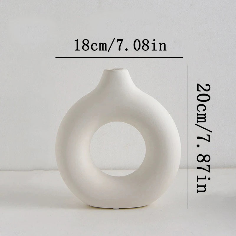Vase Blanc Style Nordique - Pot à Fleurs en Plastique Design pour Compositions Florales - Déco Salon et Intérieur
