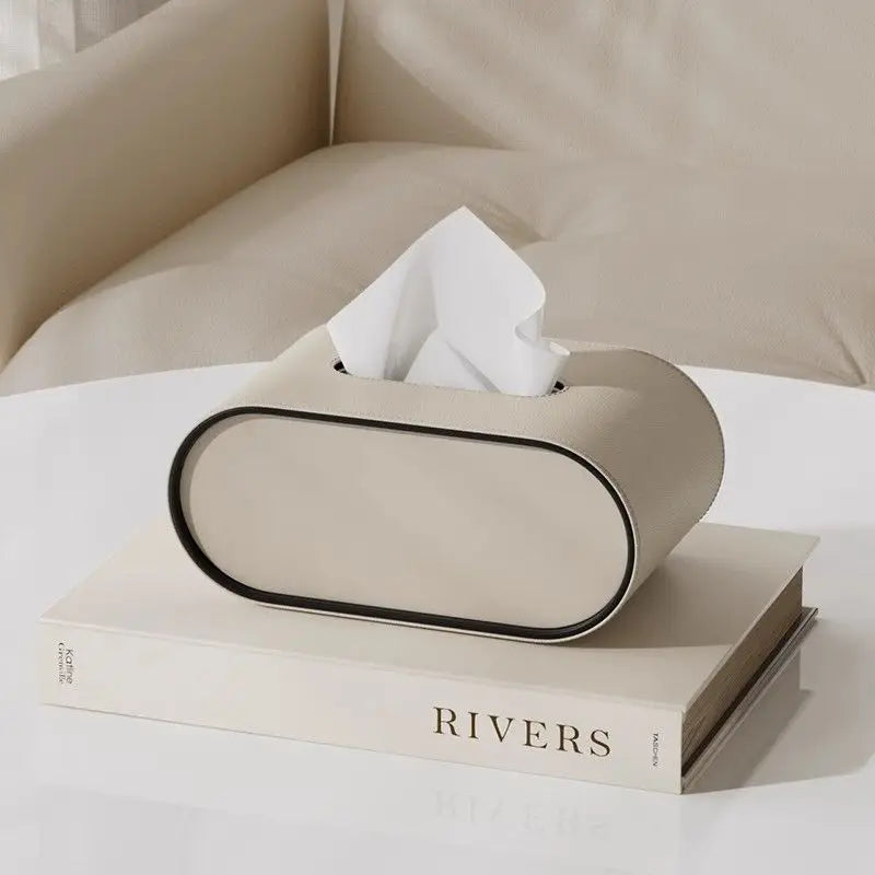 Boîte à Mouchoirs en Similicuir avec Rangement – Support Élégant pour Serviettes, Bureau, Table de Nuit & Déco Intérieure