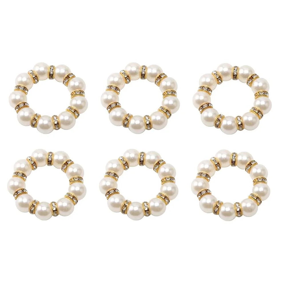 Ronds de Serviette Élégants Perle – Lot de 4/6/12 Porte-Serviettes Argentés pour Mariage & Réception