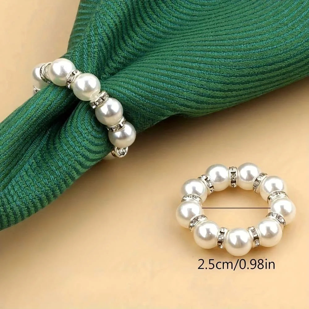 Ronds de Serviette Élégants Perle – Lot de 4/6/12 Porte-Serviettes Argentés pour Mariage & Réception