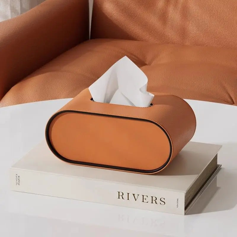 Boîte à Mouchoirs en Similicuir avec Rangement – Support Élégant pour Serviettes, Bureau, Table de Nuit & Déco Intérieure