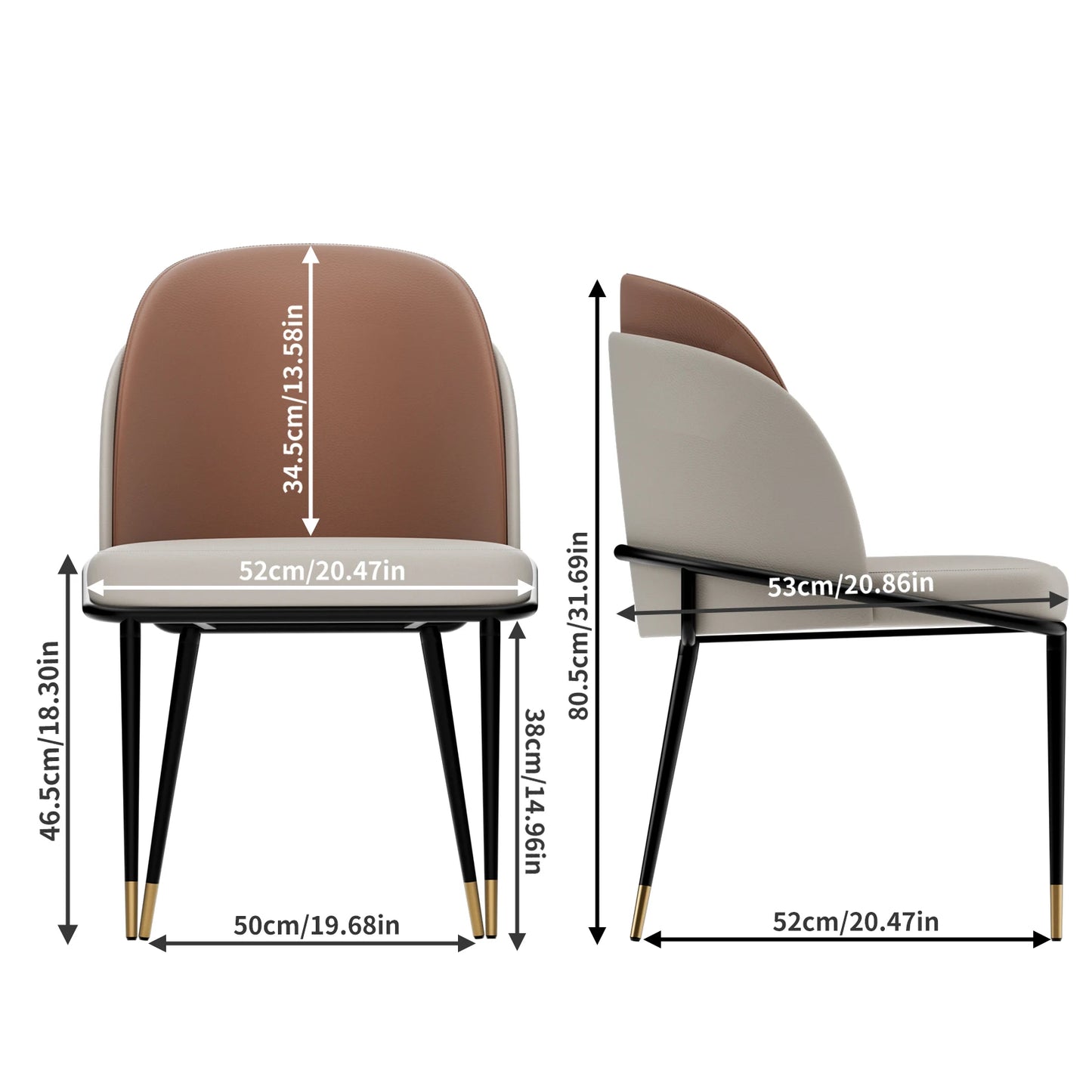 Lot de 2 chaises de salle à manger – Chaises modernes rembourrées en simili cuir avec dossier en bois – Idéales pour cuisine, salle à manger ou coiffeuse