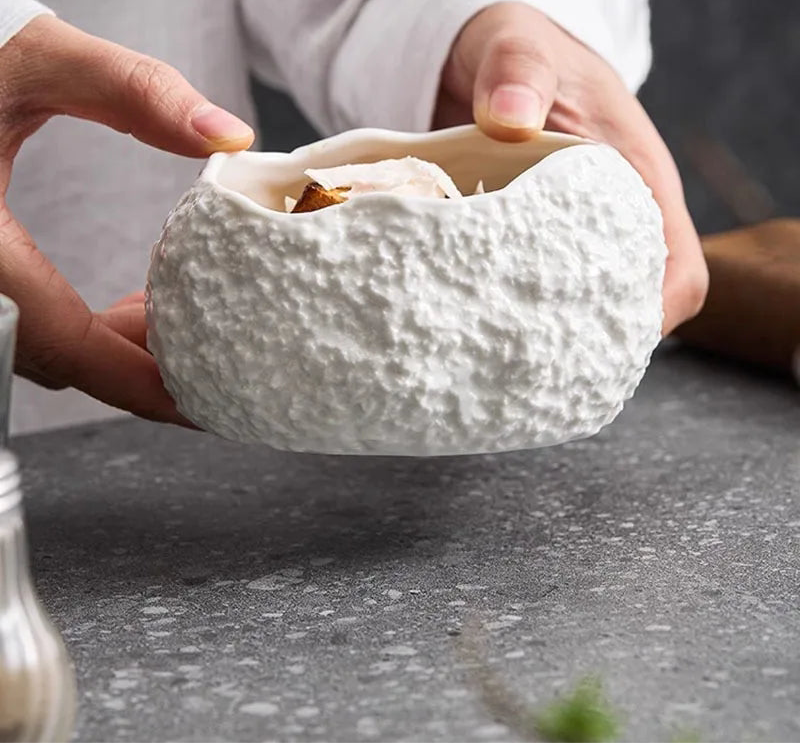 Bol en Céramique Texture Roche – Bol à Dessert, Soupe & Cuisine Moléculaire