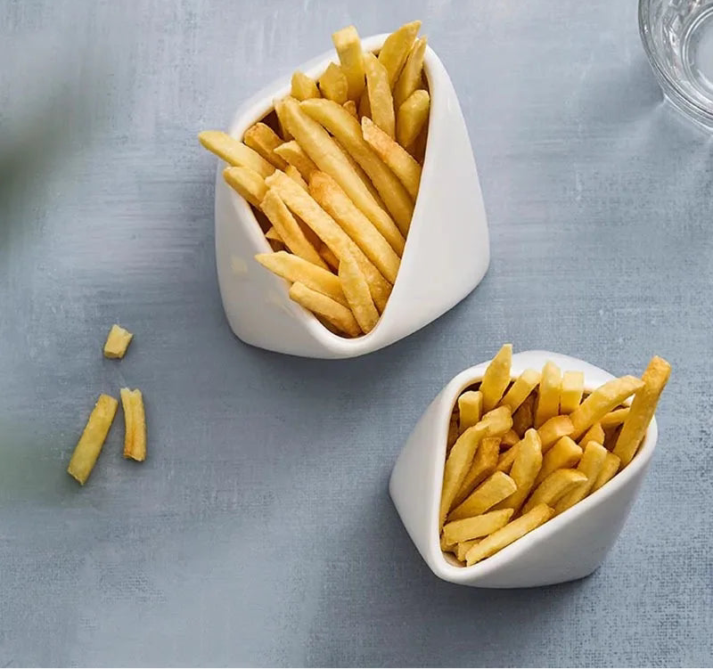 Bol en Céramique Uni et Irrégulier – Bol à Frites, Dessert, Snack & Cuisine Créative