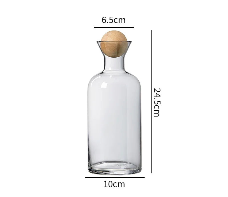 Carafe en Verre Style Nordique avec Couvercle en Bois – Pichet d’Eau et Boissons Froides