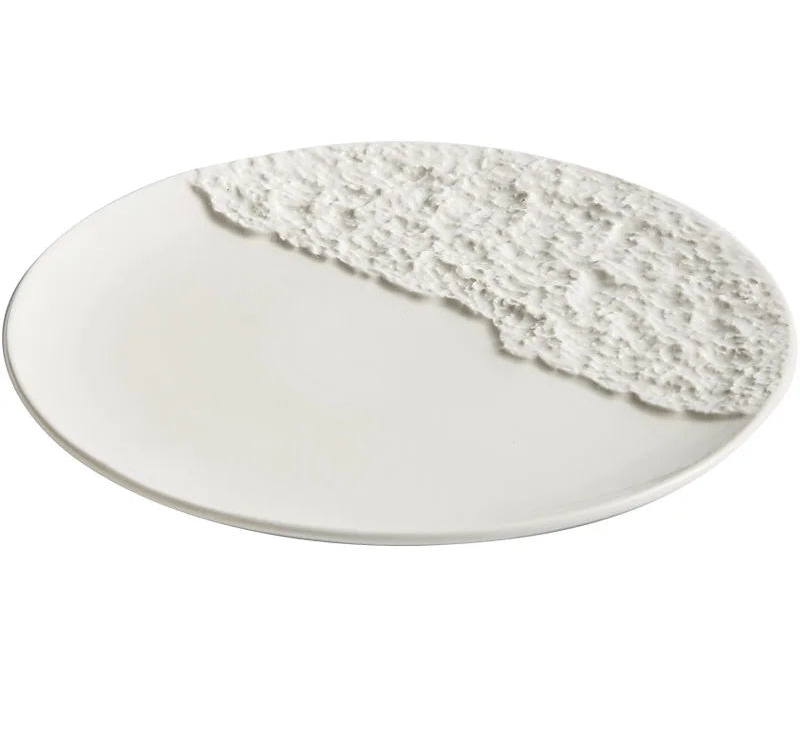 Assiette Ronde en Céramique - Vaisselle Colorée pour Pâtes, Steak, Sushi, Desserts et Apéritifs - Plat de Service pour Cuisine et Maison