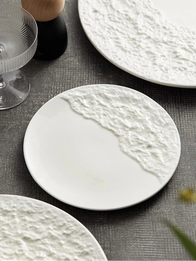Assiette Ronde en Céramique - Vaisselle Colorée pour Pâtes, Steak, Sushi, Desserts et Apéritifs - Plat de Service pour Cuisine et Maison