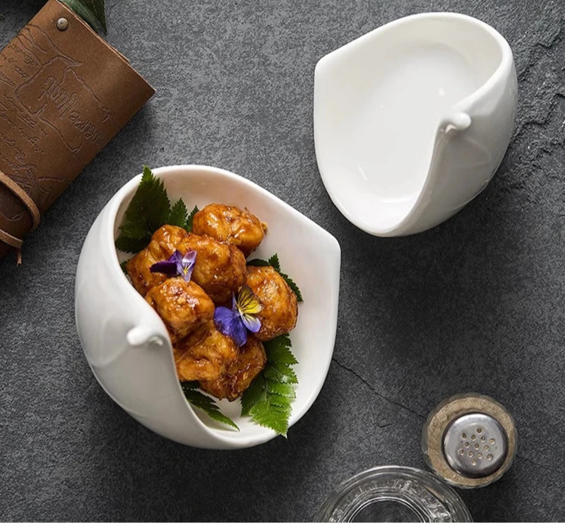 Assiette en Céramique Créative - Forme Irrégulière pour Desserts, Snacks, Sushis, Pâtes - Vaisselle Originale pour Restaurant et Maison