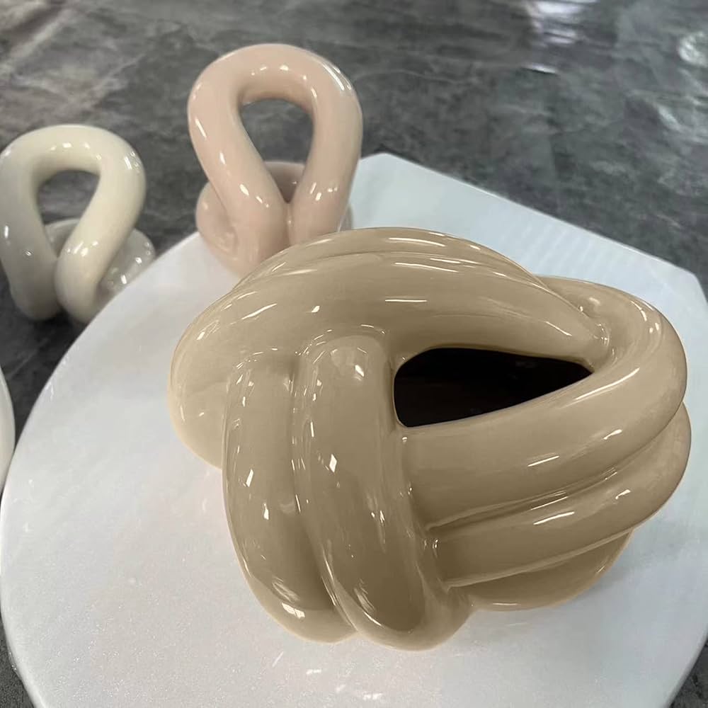 Boîte à Mouchoirs en Céramique Forme de Nœud – Porte-Serviettes Moderne et Créatif Style Européen pour Salon, Bureau et Table Basse