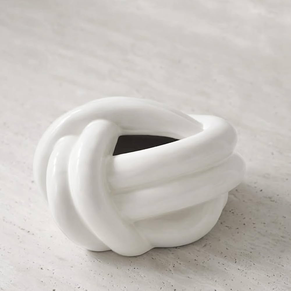 Boîte à Mouchoirs en Céramique Forme de Nœud – Porte-Serviettes Moderne et Créatif Style Européen pour Salon, Bureau et Table Basse