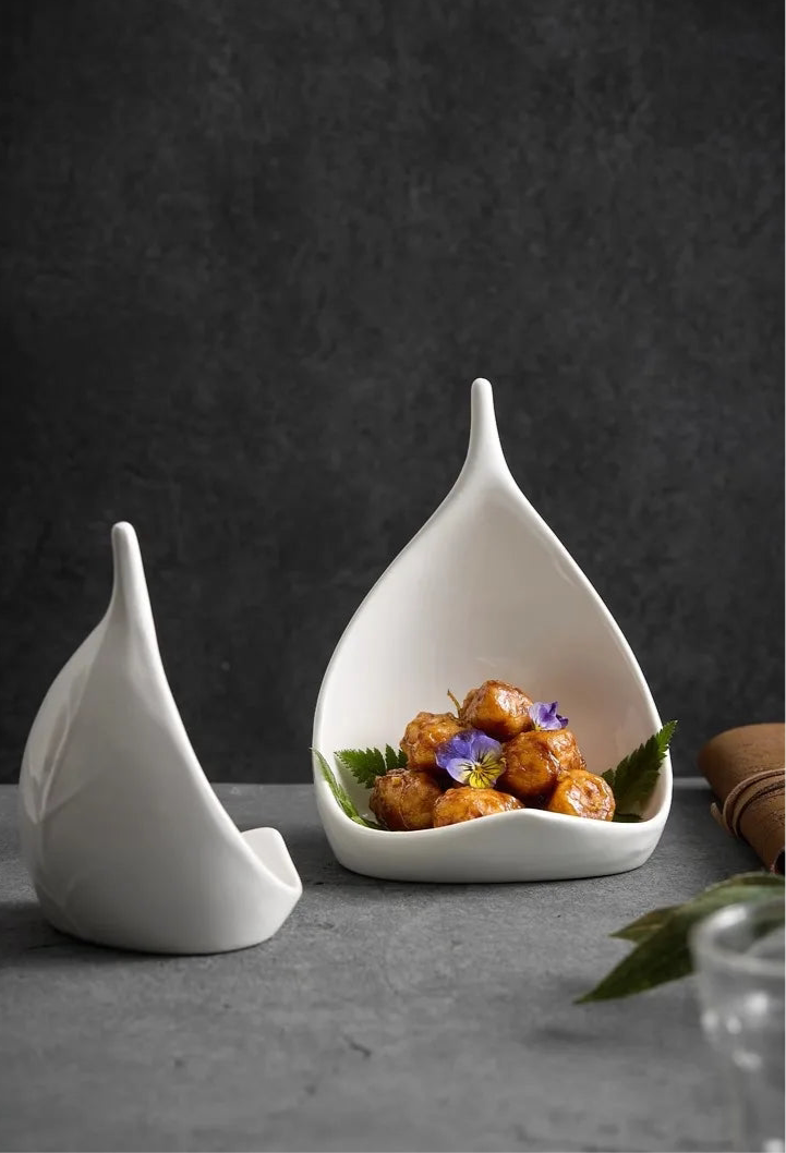 Assiette en Céramique Créative - Forme Irrégulière pour Desserts, Snacks, Sushis, Pâtes - Vaisselle Originale pour Restaurant et Maison
