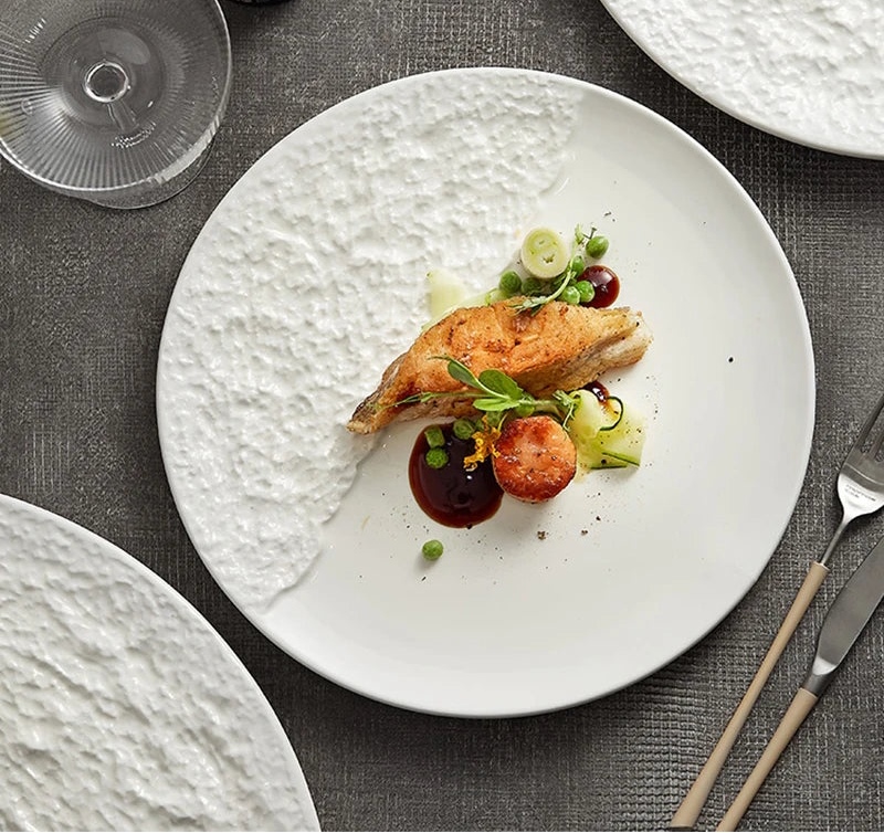 Assiette Ronde en Céramique - Vaisselle Colorée pour Pâtes, Steak, Sushi, Desserts et Apéritifs - Plat de Service pour Cuisine et Maison