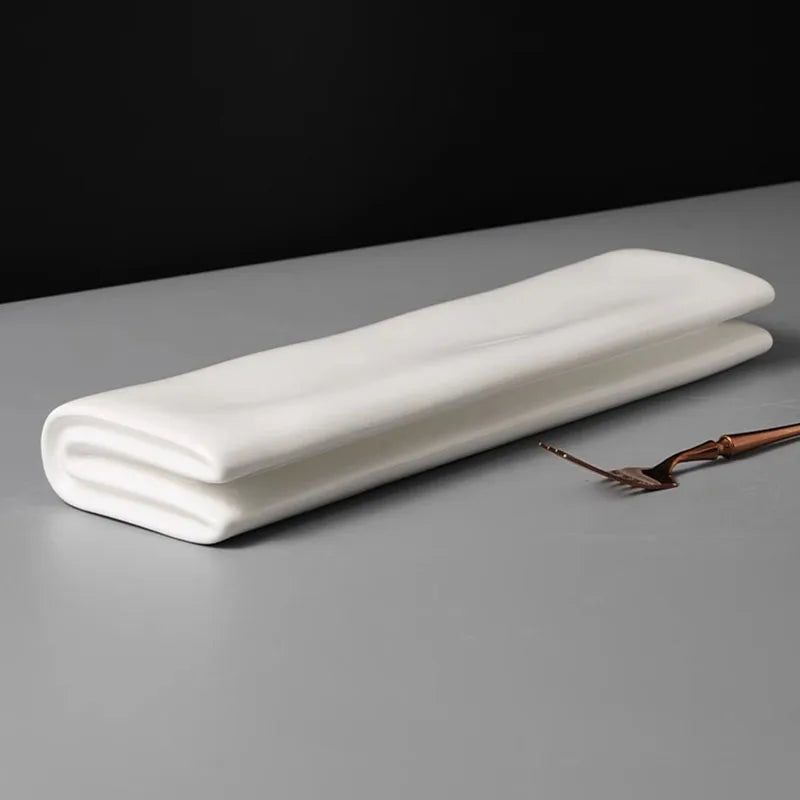 Assiette Longue Pliable en Céramique Unie – Vaisselle de Restaurant pour Sushi, Desserts & Cuisine Moléculaire