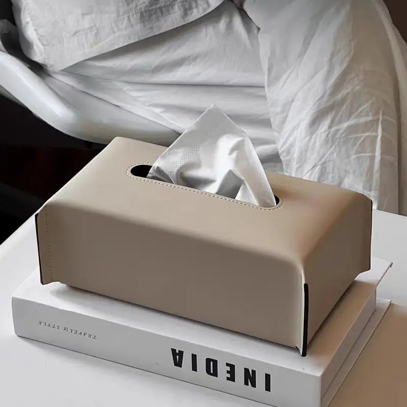 Boîte à Mouchoirs Tressée en Cuir – Étui Luxe pour Serviettes en Papier, Support Décoratif pour Voiture, Bureau et Maison