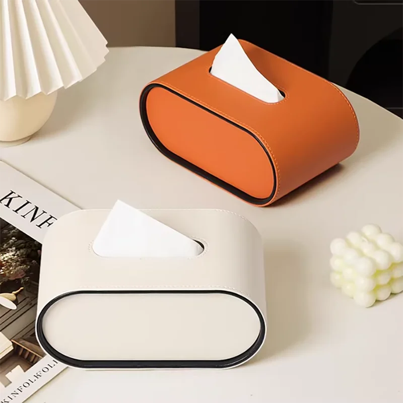 Boîte à Mouchoirs en Similicuir avec Rangement – Support Élégant pour Serviettes, Bureau, Table de Nuit & Déco Intérieure