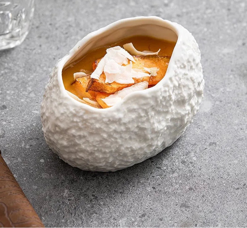 Bol en Céramique Texture Roche – Bol à Dessert, Soupe & Cuisine Moléculaire