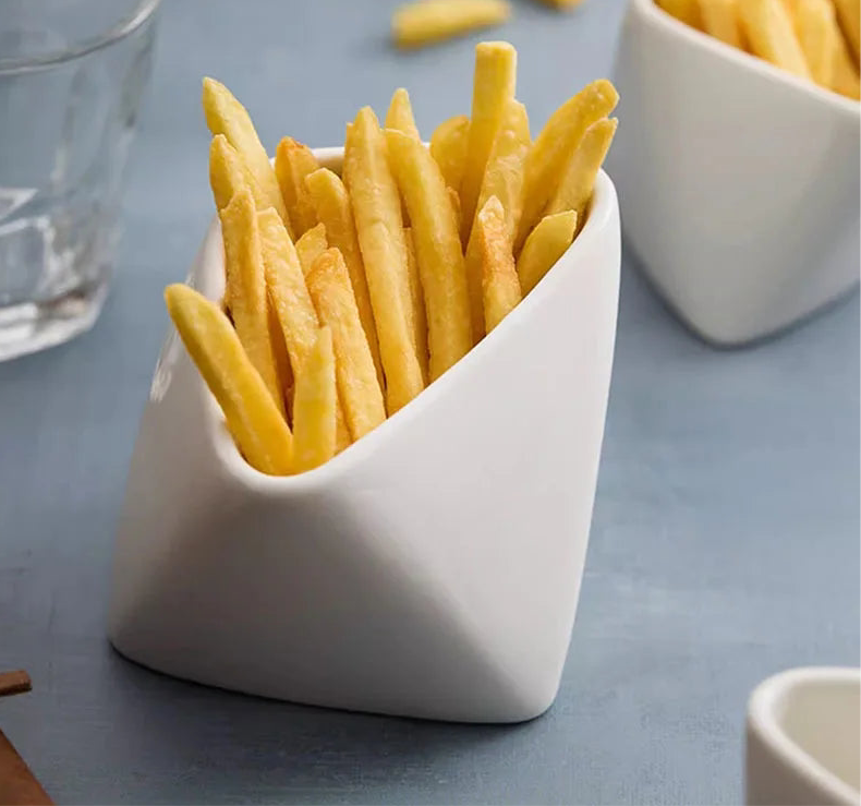 Bol en Céramique Uni et Irrégulier – Bol à Frites, Dessert, Snack & Cuisine Créative