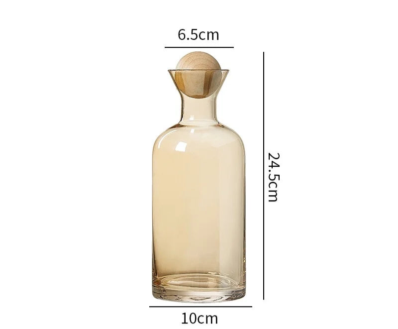 Carafe en Verre Style Nordique avec Couvercle en Bois – Pichet d’Eau et Boissons Froides