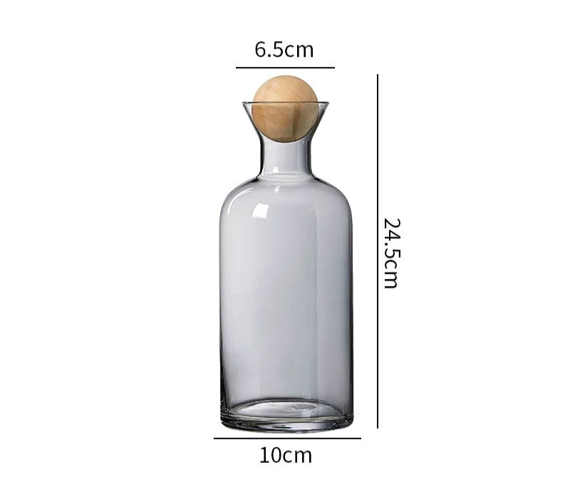 Carafe en Verre Style Nordique avec Couvercle en Bois – Pichet d’Eau et Boissons Froides