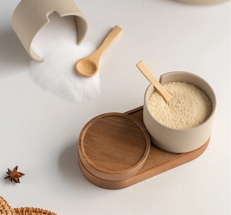 Set de Pots à Épices Japonais – Salière, Poivrière & Huilier en Céramique