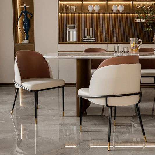 Lot de 2 chaises de salle à manger – Chaises modernes rembourrées en simili cuir avec dossier en bois – Idéales pour cuisine, salle à manger ou coiffeuse