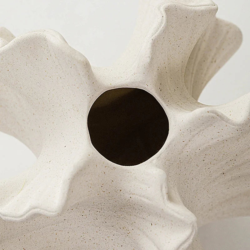 Vase Corail en Céramique – Pot Mat Beige Style Nordique pour Fleurs Séchées et Pampas