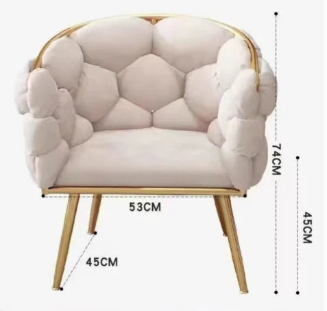 Chaise beige en velours capitonné – Design minimaliste pour salle à manger, coiffeuse ou restaurant – Structure bois blanc haute densité