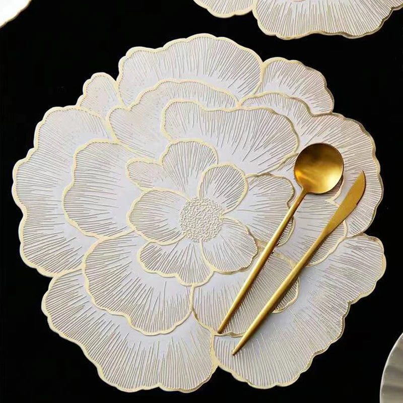 Sets de table floraux en PVC – Résistants à la chaleur, décoratifs pour dîners, fêtes, mariages et Noël
