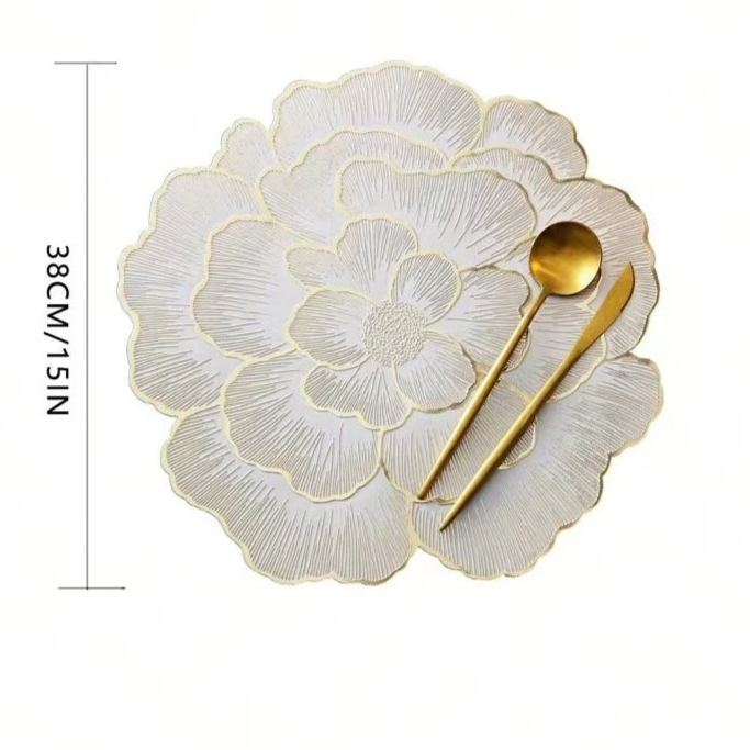 Sets de table floraux en PVC – Résistants à la chaleur, décoratifs pour dîners, fêtes, mariages et Noël
