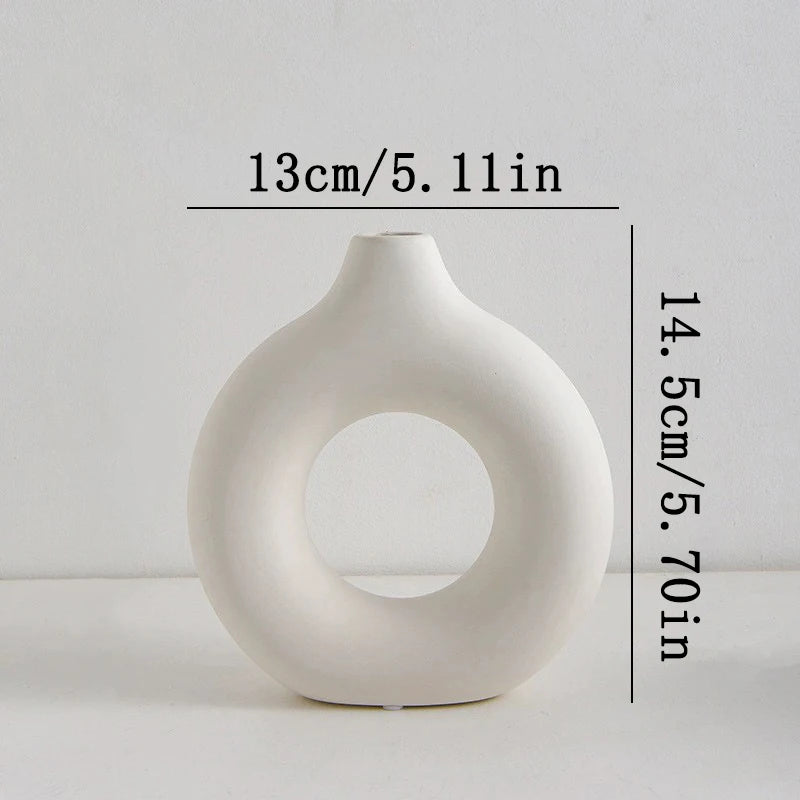 Vase Blanc Style Nordique - Pot à Fleurs en Plastique Design pour Compositions Florales - Déco Salon et Intérieur
