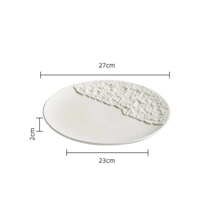 Assiette Ronde en Céramique - Vaisselle Colorée pour Pâtes, Steak, Sushi, Desserts et Apéritifs - Plat de Service pour Cuisine et Maison