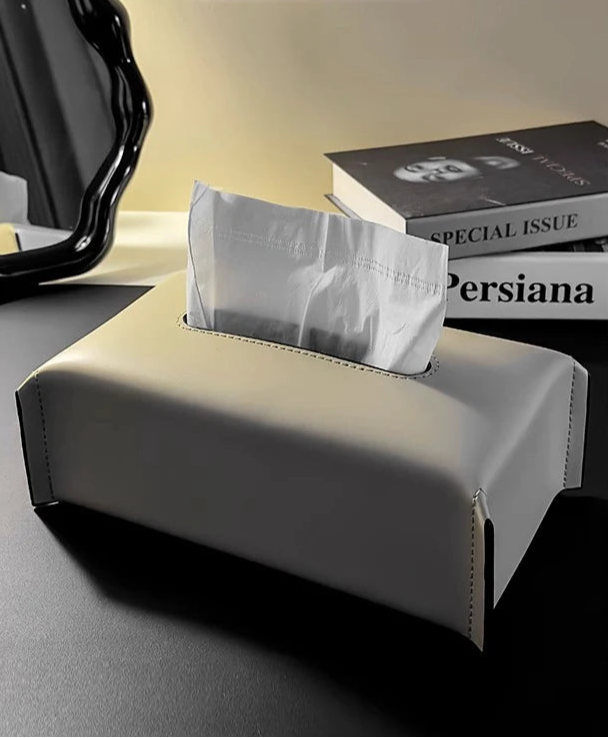 Boîte à Mouchoirs Tressée en Cuir – Étui Luxe pour Serviettes en Papier, Support Décoratif pour Voiture, Bureau et Maison