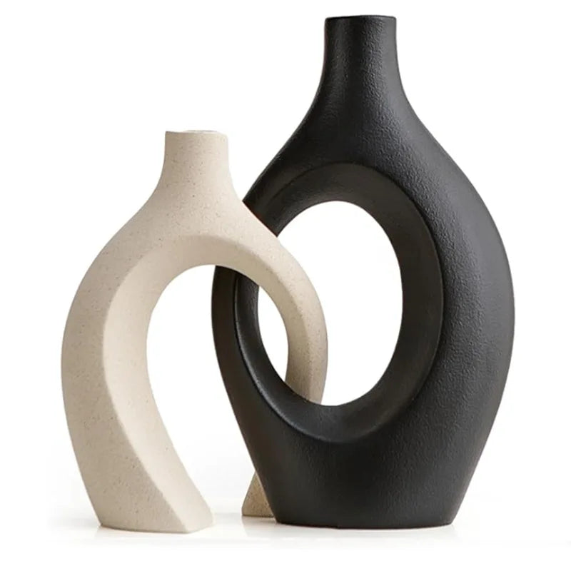 Vase Décoratif en Céramique de Luxe CAPIRON – Accessoire Moderne pour Salon & Intérieur Nordique (21cm / 28cm)