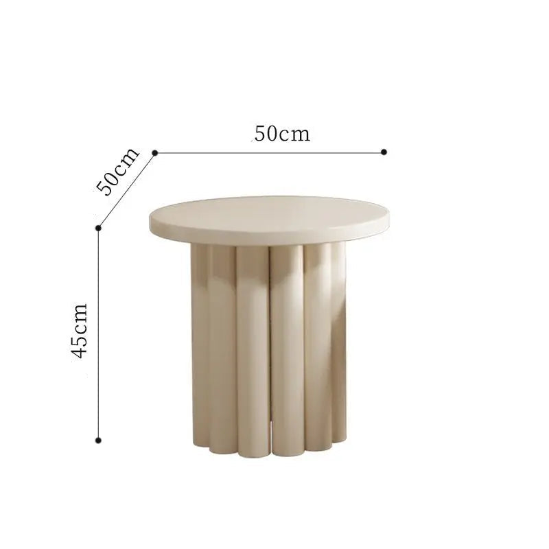 Table basse ronde crème – Table d’appoint moderne style wabi-sabi pour salon, thé ou café – Design nordique et minimaliste pour appartement