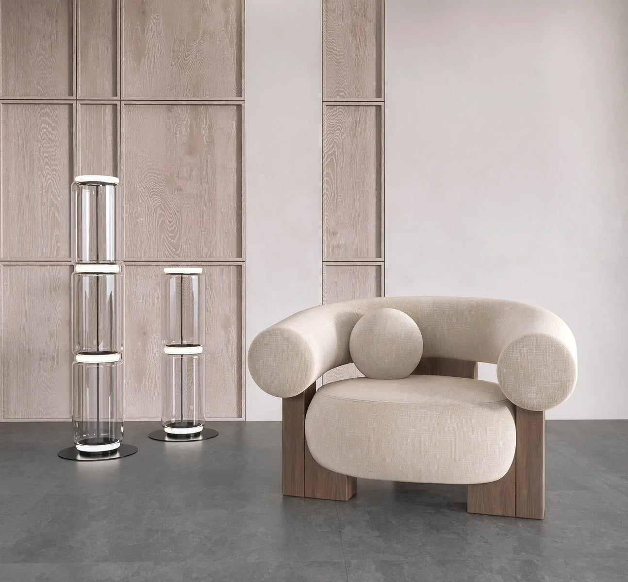 Fauteuil lounge nordique NOVA – Fauteuil une place style scandinave avec accoudoirs – Structure en bois massif et housse en tissu