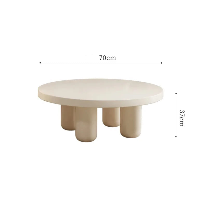 Table basse ronde crème – Table d’appoint moderne style wabi-sabi pour salon, thé ou café – Design nordique et minimaliste pour appartement