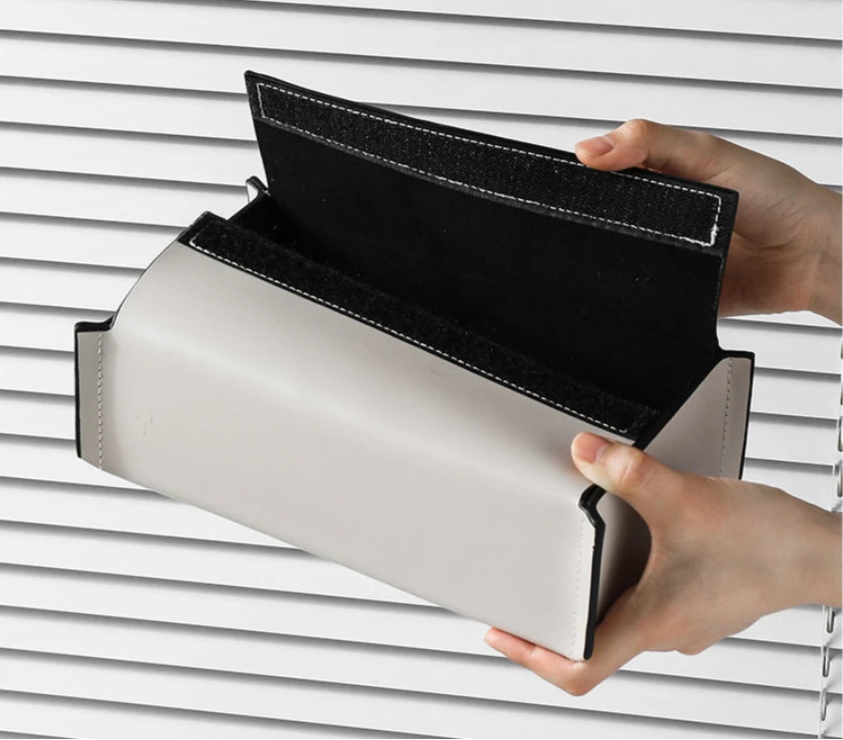 Boîte à Mouchoirs Tressée en Cuir – Étui Luxe pour Serviettes en Papier, Support Décoratif pour Voiture, Bureau et Maison