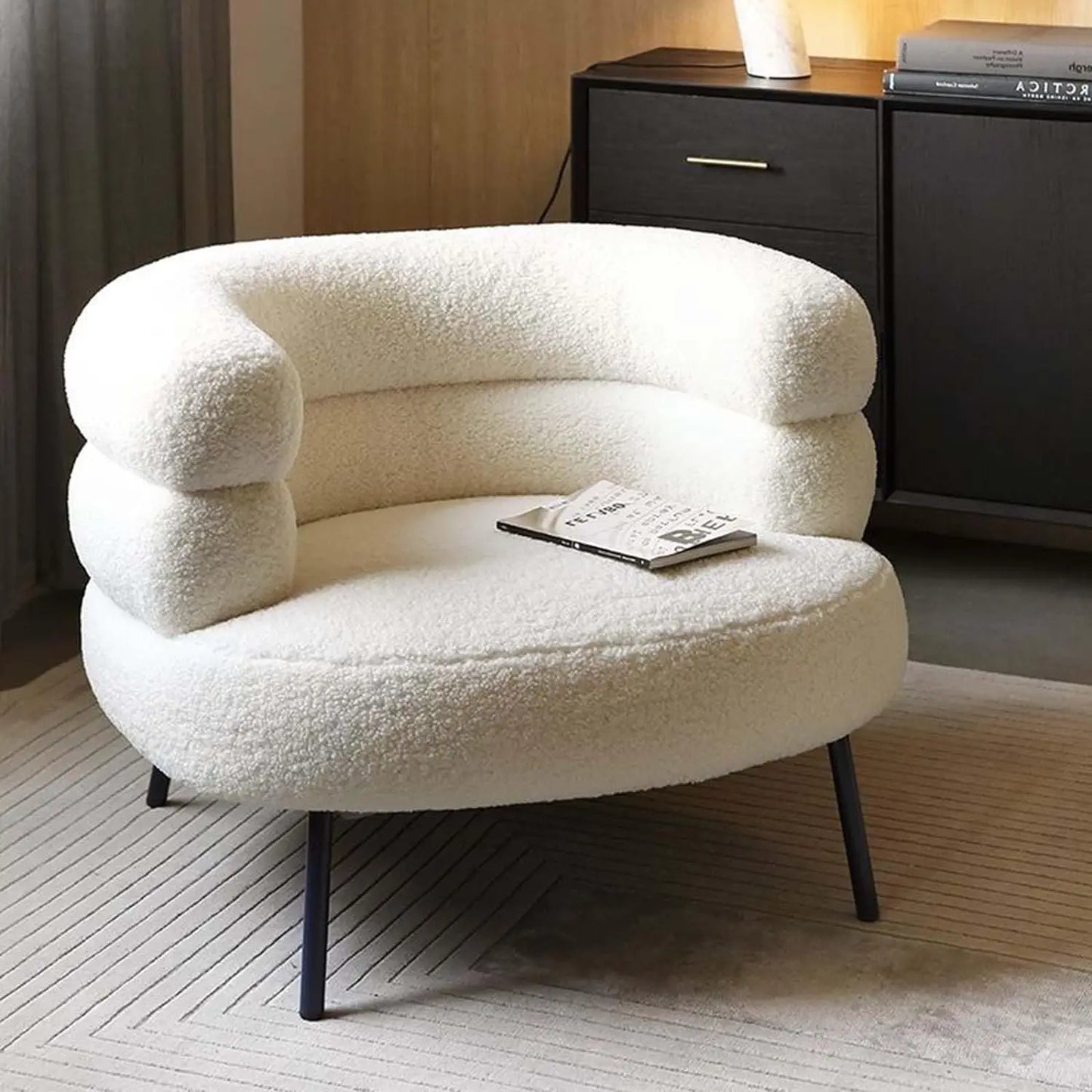 Fauteuil Moderne en Tissu Bouclette – Confort et Design Élégant pour Salon & Chambre