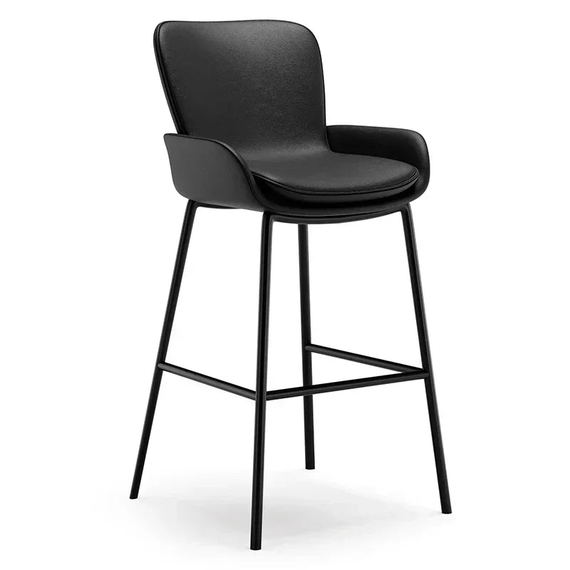 Tabouret de Bar Haut en Cuir & Métal – Élégance et Confort pour Cuisine & Comptoir