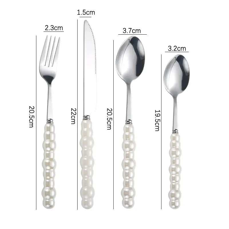 Service de Table 16 Pièces Effet Perle - Vaisselle Créative Style Ins pour Mariage et Maison
